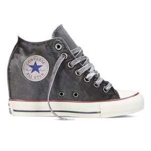 Distressed Black/Gray Converse Wedge Sneaker